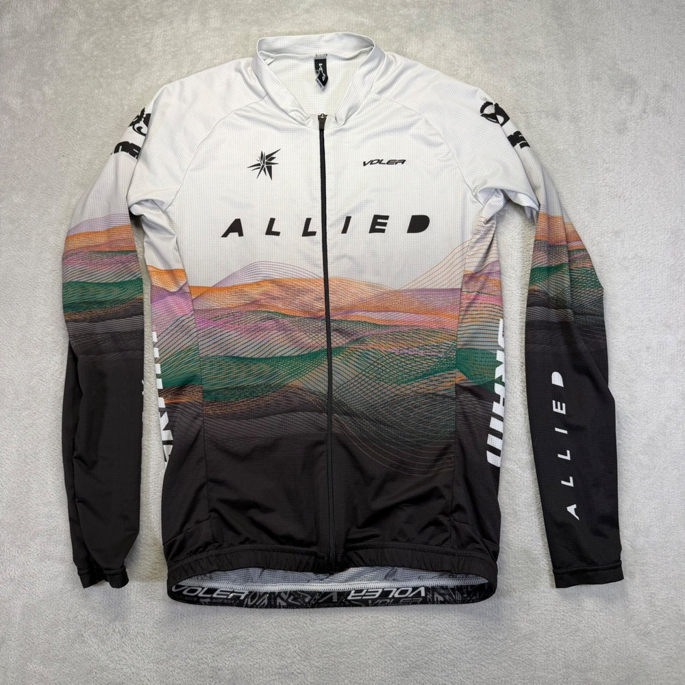 Voler Allied Velocity M LS Air Cycling Jersey Mens Small Long Sleeve White Black